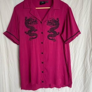 Lazy Oaf Red Dragon Shirt Dress (cut)
